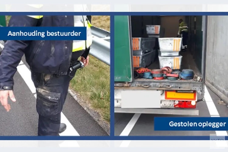 Aanhouding bestuurder vrachtauto met gestolen oplegger